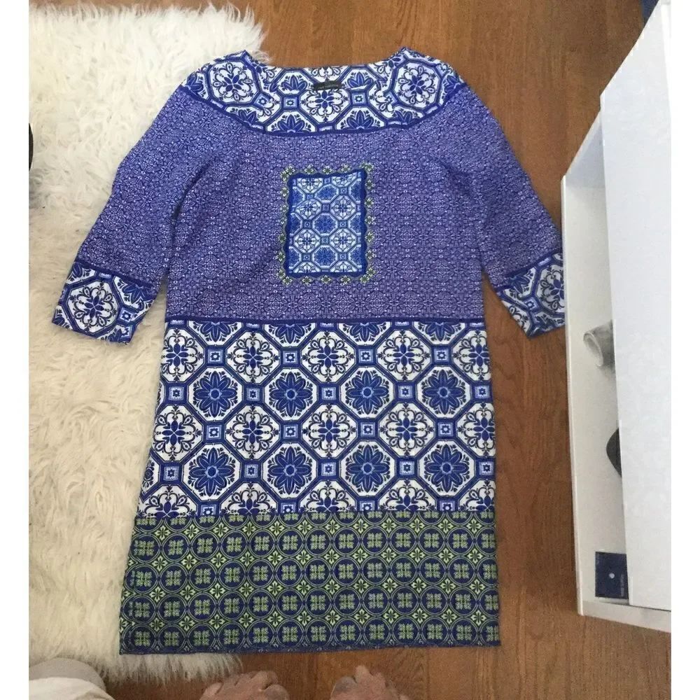 Limited blue boho tribal print silk line